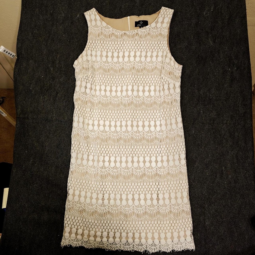Ronni Nicole Cream Lace Sheath Dress Sleeveless Wedding Guest Formal Size 14